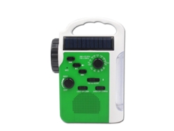 Radio YIZHOOD con manivela, alimentada por energía solar, linterna verde multifuncional