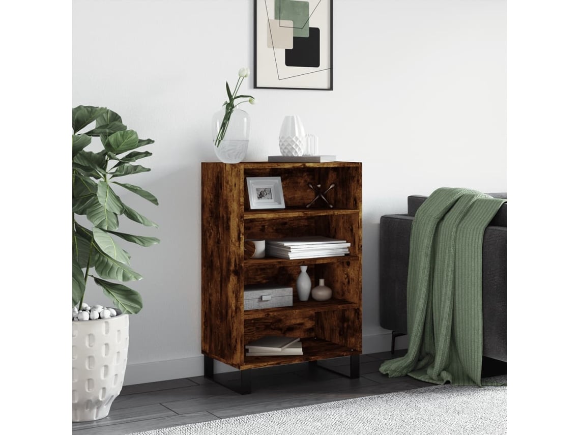 Aparador Alto Madera De Ingeniería Roble Ahumado 57x35x90 Cm