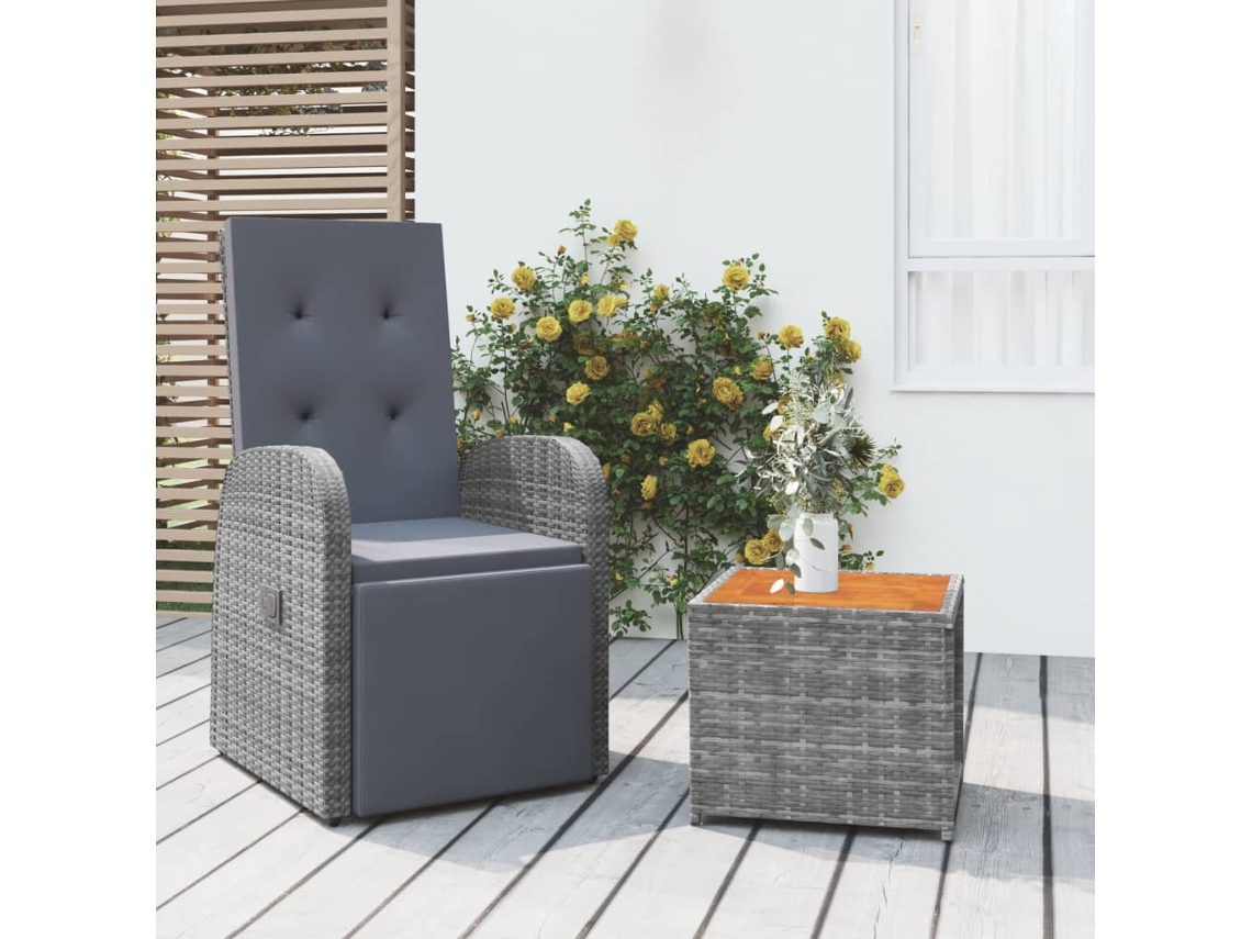 Conjunto de salón de jardín de 2 piezas DKD Home Decor en mimbre macizo de acacia y gris