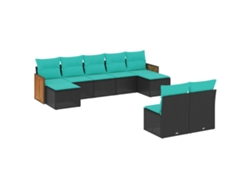 Maison Exclusive - Conjunto De Sofá De Jardín De 9 Piezas Con Cojines, De Poliratán Negro