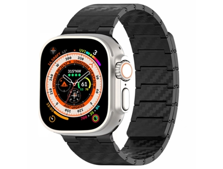 Correa de reloj inteligente para Apple Watch Ultra 49 mm Correa de reloj magnética de fibra de carbono (negro)
