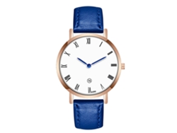 Reloj Casual Para Hombre Con Correa De Cuero Sintético Y Movimiento De Cuarzo (azul Real)
