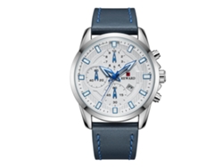 Reloj De Cuarzo Para Hombre Con Correa De Cuero Watch Calendar Casual De Negocios Blanco