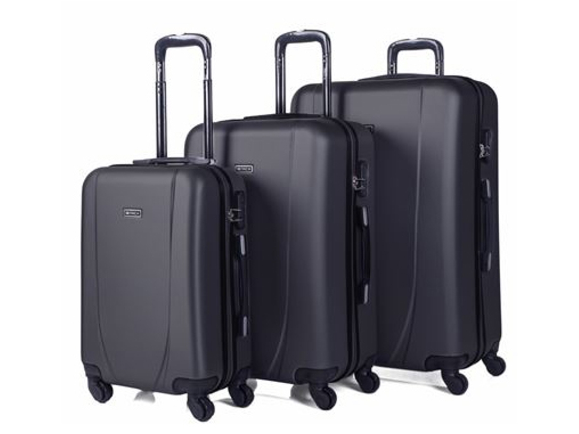 Conjunto de 3 Maletas De Viaje ITACA ABS Negro (75 x 50 x 30 cm - 35/70/100 L)