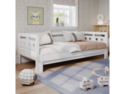 Sofá Cama Cama Nido, 90190cm, Pino Macizo, Con 2ª Cama Y Cama Enrollable En Forma De Corazón Con Rejilla Blanca