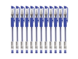 12pcs Bolígrafos De Tinta Gel 0.5mm Azul Utensilio De Escritura Estudiantes Suministros Escolares Oficina