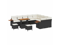 Maison Exclusive - Conjunto De Sofás De Jardín Con Cojín 13 Pcs Negro Y Crema