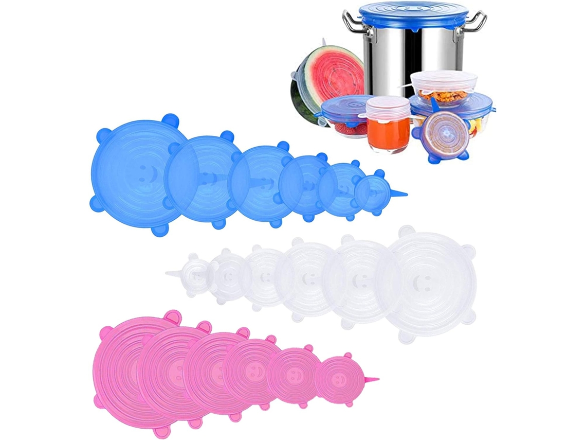Juego JEIIBRZUI de 1 tapa de comida de silicona transparente 1 tapa de silicona azul transparente 1 tapa de silicona de silicona transparente 1 tapa de silicona