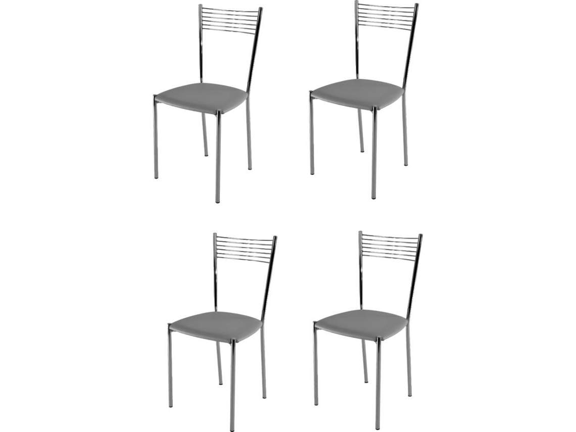 Conjunto de 4 Cadeiras T M C S Elegance M102GRI (Cinzento Claro - 87x42x44 cm - Aço)