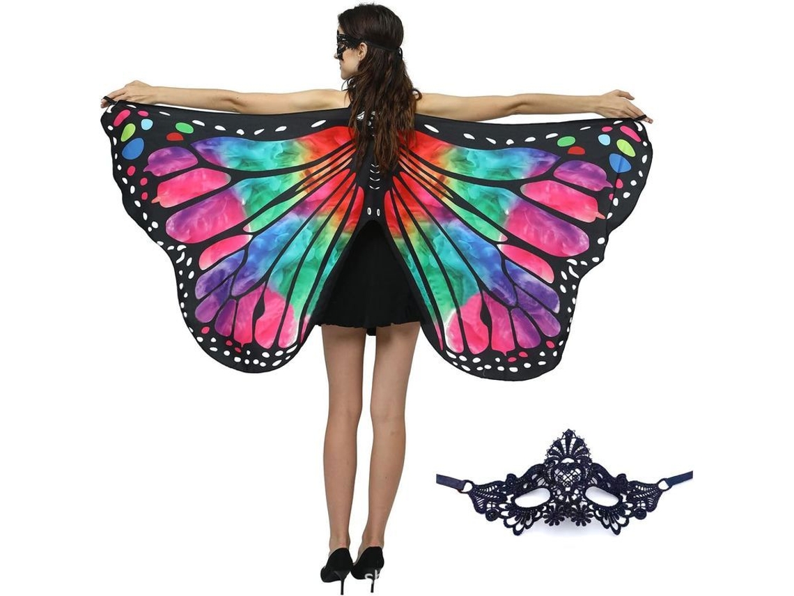 Capa De Mariposa Arcoíris Para Disfraces De Halloween Para Mujeres Y Niñas (accesorio De Disfraz)
