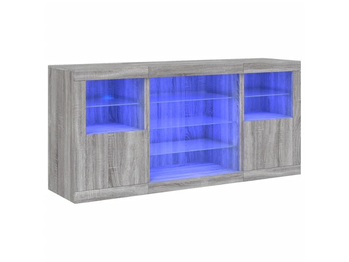 Aparador con luces LED 142,5x37x67 cm Gris Sonoma MAISON EXCLUSIVE