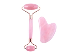 Set de rodillos de masaje facial de jade, reduce la hinchazón, apto para hombres y mujeres, color rosa (PANOONA).
