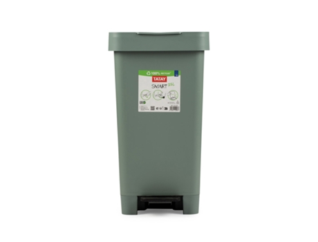 TATAY Smart - Cubo de basura 25L con Doble Apertura, Pedal Retráctil y Manual. Verde