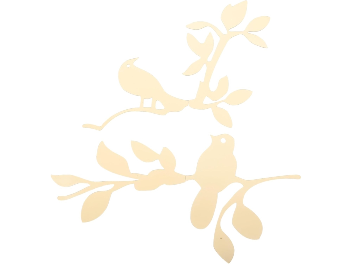 Pegatinas De Pared Resistentes A La Decoloración Y Fáciles De Despegar, Con Diseño De Pájaros Y Hojas En Acrílico Dorado.