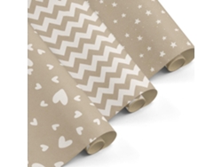 Pack 3 Rollos Papel De Regalo Kraft 0,5 X 3m Resistente Embalaje Regalos Tiendas Comercios Cumpleaños Baby Shower Bodas Decoración - Fp Fiesta Paper
