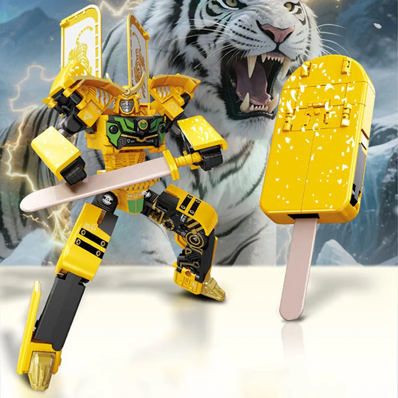 Robot Transformable 2 En 1 De Helado (amarillo), Juguete Educativo Transformable Modelo Guerrero, Regalo Para Niños