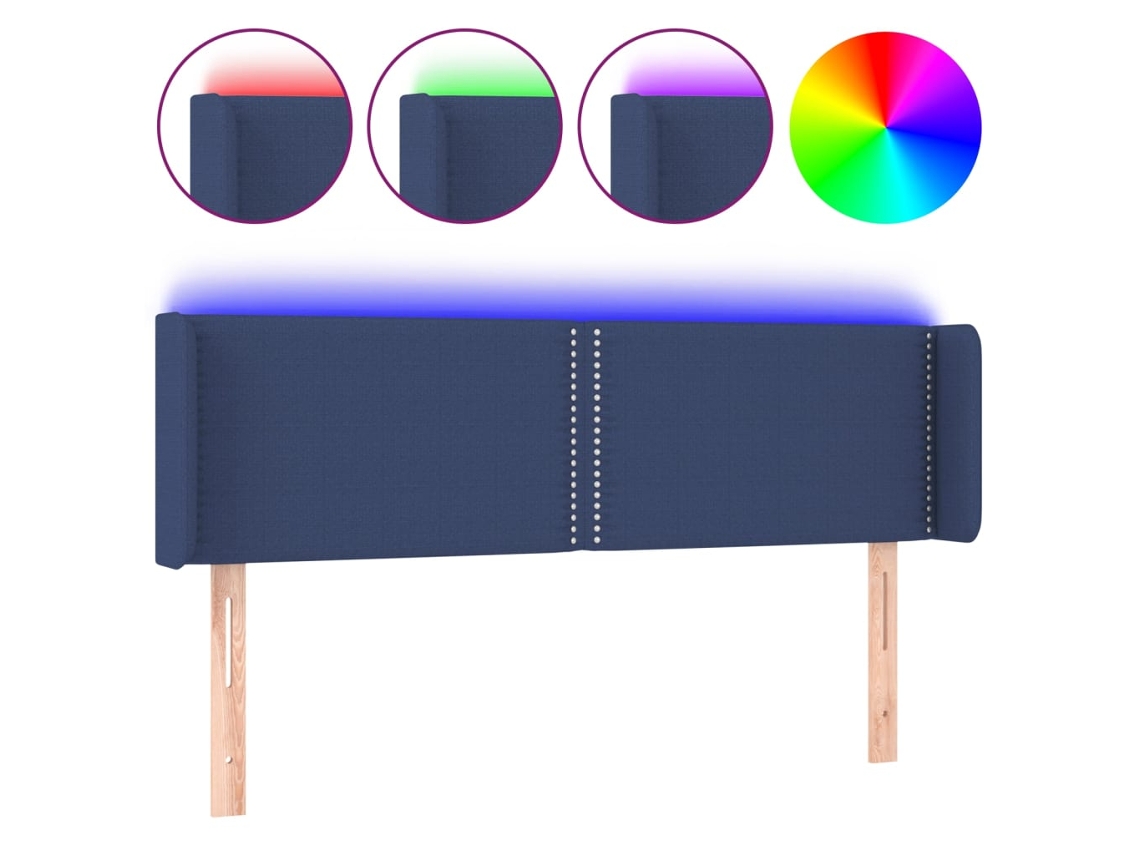 Maison Exclusive - Cabecero Con Led De Tela Azul 147x16x78/88 Cm