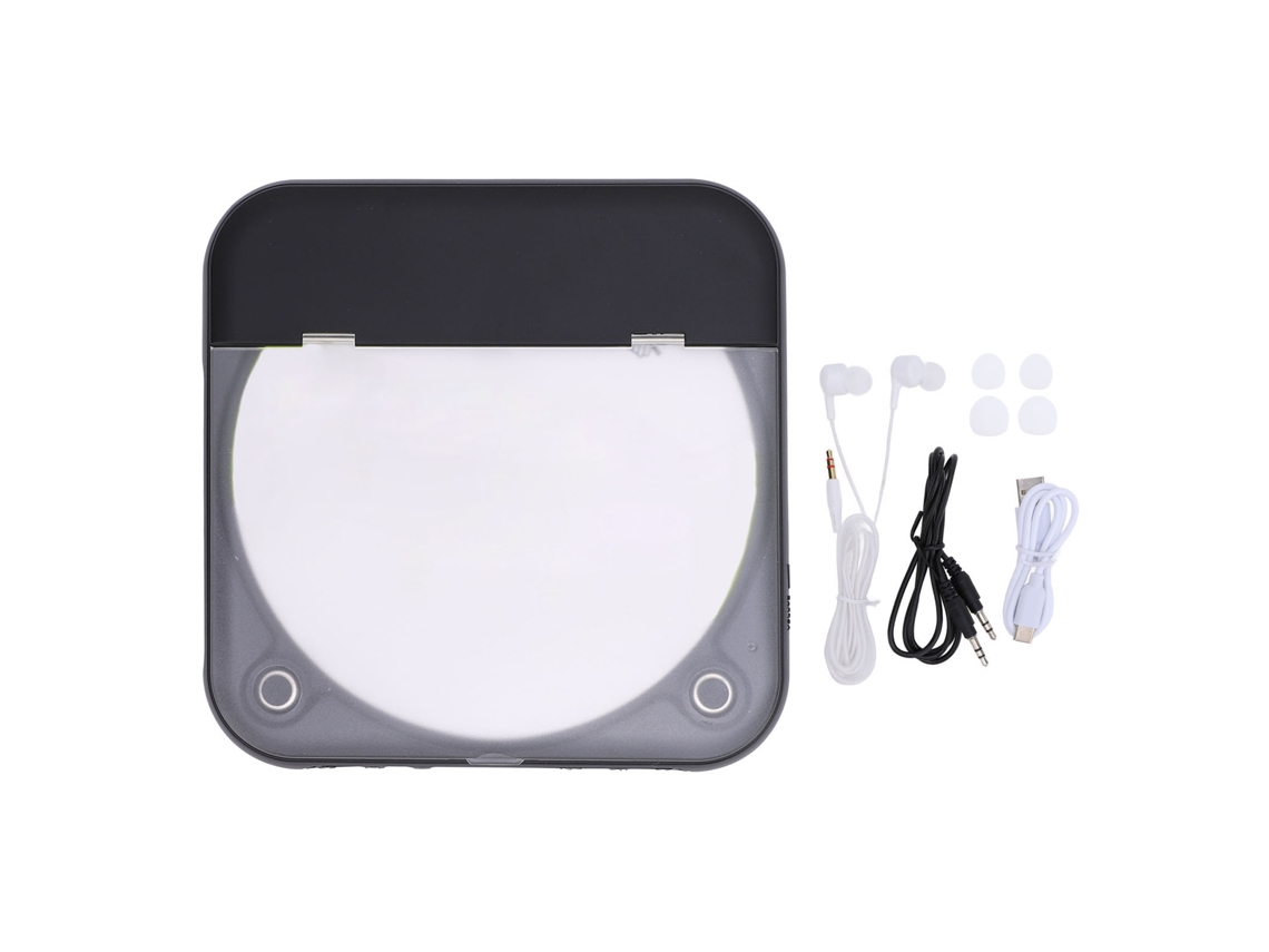 Reproductor De Cd Portátil Con Auriculares Bluetooth 5.3, Batería Recargable De 2000 Mah Para Cd-r, Cd-rw, Mp3, Wma - Negro