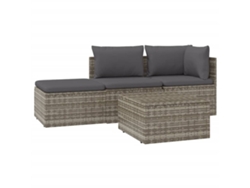 Maison Exclusive - Set De Muebles De Jardín 4 Pzas Y Cojines Ratán Sintético Gris
