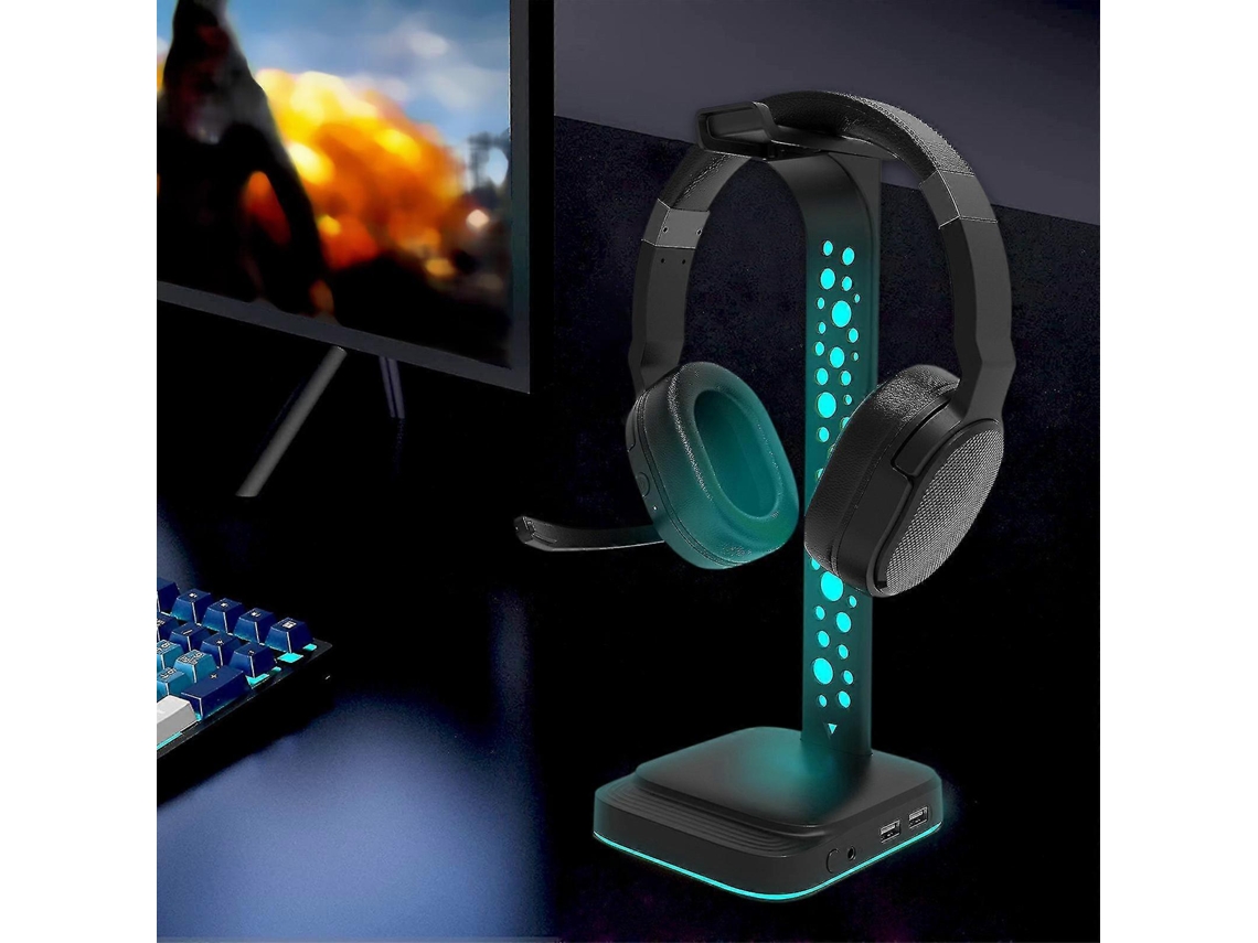Soporte para auriculares USB iluminado para juegos, soporte multifuncional para auriculares Ly Ebike