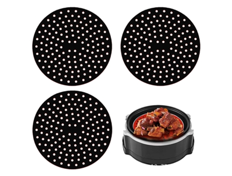 Paquete de 3 forros de silicona reutilizables para freidora de aire accesorios para freidora de aire fáciles de limpiar antiadherentes 9 pulgadas Z...