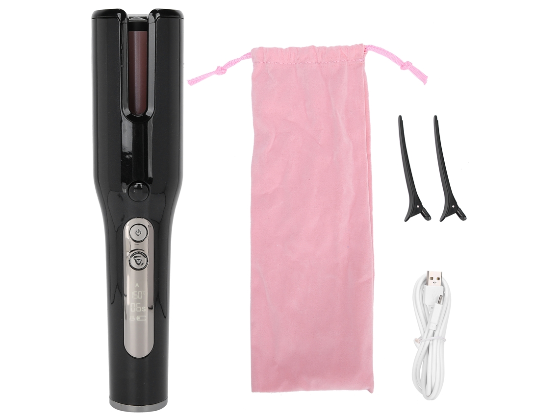 Cachoeira Elétrica Automática Usb Carregável Portátil Para Cabelo Liso E Cacheado Preto