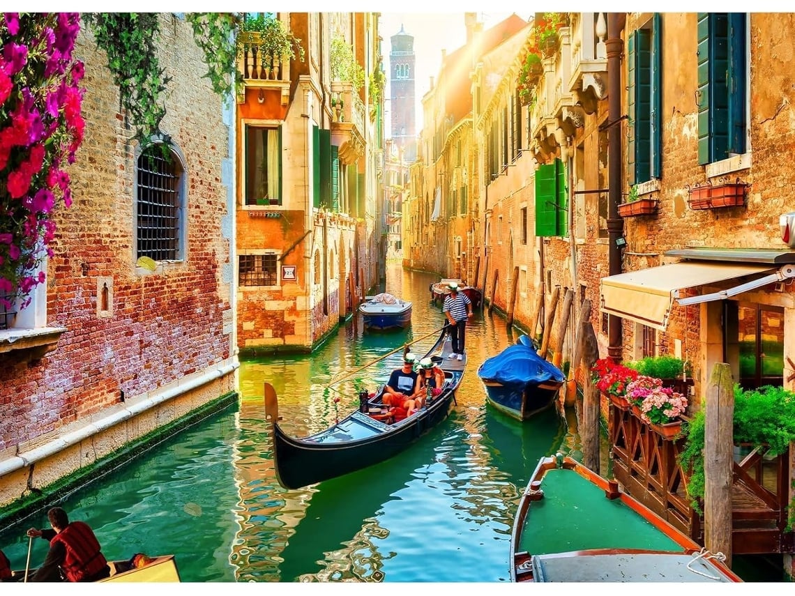 Rompecabezas Para Adultos De 1000 Piezas, Canales De Venecia Perfectamente Entrelazados, Decoración Del Hogar Familiar (amarillo)