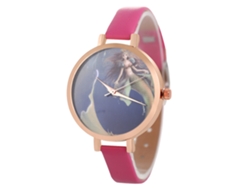 Reloj De Pulsera Analógico De Cuarzo Para Mujer Con Esfera Redonda, Color Rosa.