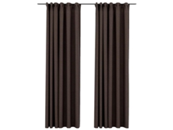 Maison Exclusive - Cortinas Opacas Ganchos Look De Lino 2 Pzs Gris Taupe140x245cm
