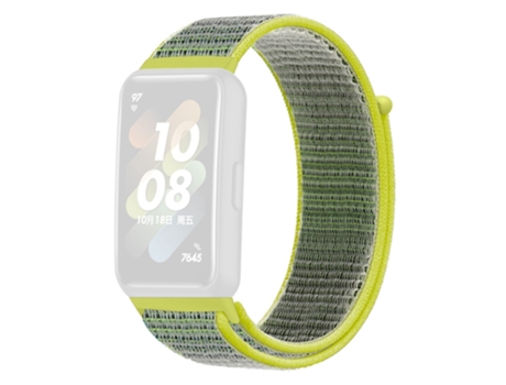Correa de nailon ajustable cierre de lazo para Huawei Band 7 - verde/amarillo