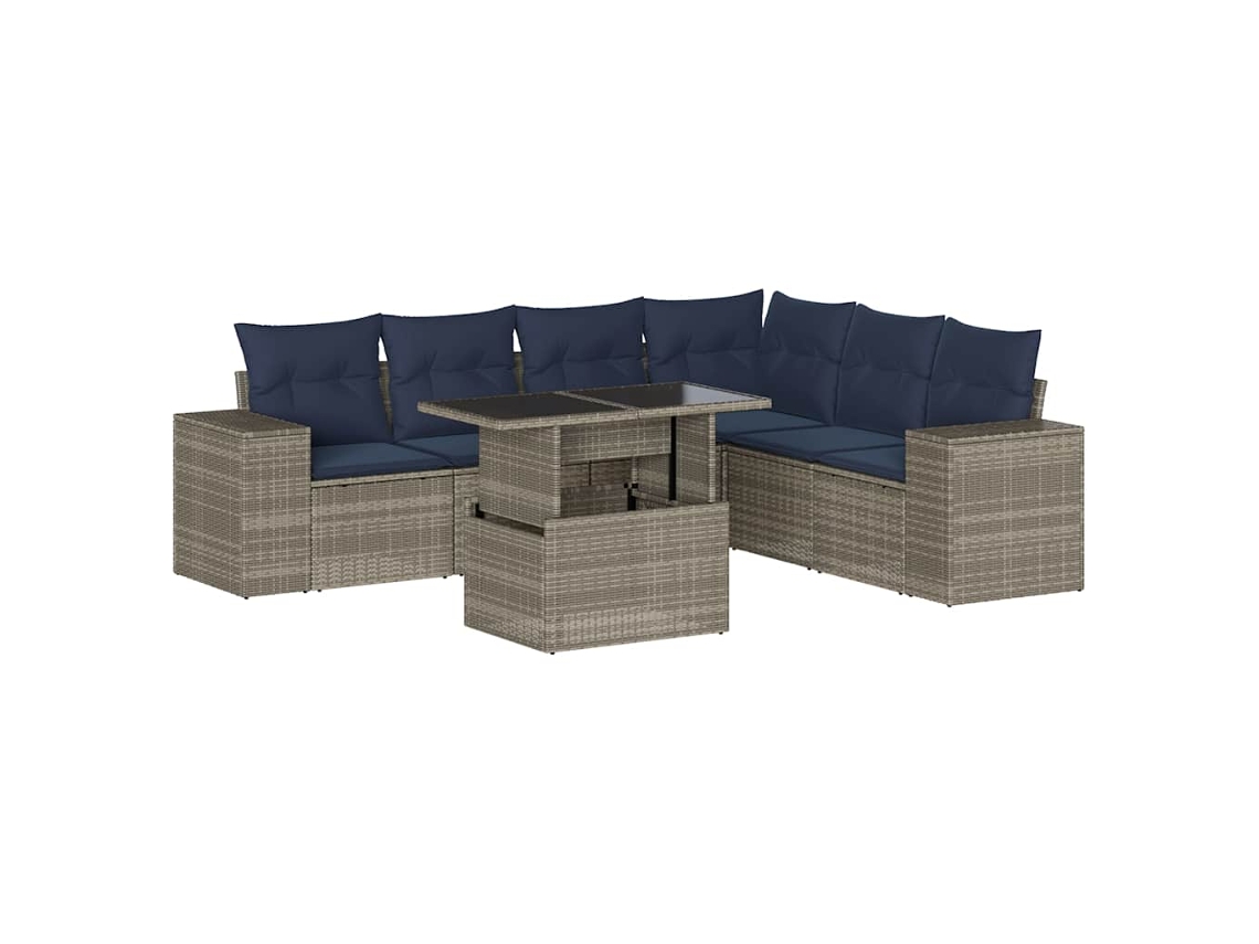 Maison Exclusive - Conjunto De Sofá De Jardín De 7 Piezas Con Cojines, Poliratán Gris
