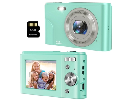Cámara Compacta Digital TURMIN Dc311Af 48Mp Resolución HD Pantalla de 2,4 Pulgadas 32Gb Verde