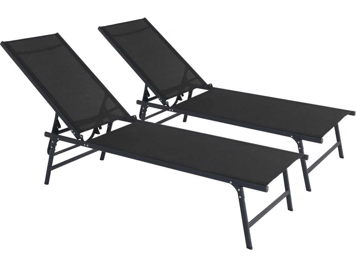 Juego de 2 tumbonas metálicas Sublima 180 x 54 x 104 cm negras Habitat Et Jardin