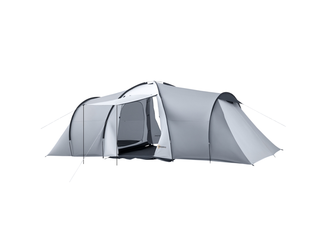 Tenda Familiar 4-6 Pessoas, 2 Janelas, Bolsa, Impermeável, UPF, 590x245x193 Cm, Cinza | S/MARCA