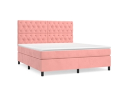 Maison Exclusive - Cama Box Spring Con Colchón Terciopelo Rosa 160x200 Cm
