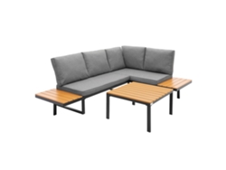 Conjunto De 3 Muebles De Jardín Exterior Ml-design Aspecto De Madera Gris Con Cojines