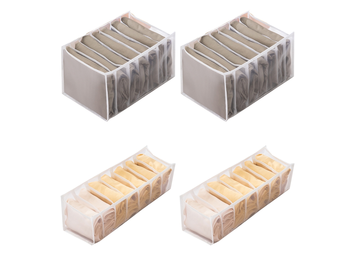 4 divisores de cajón transparentes, para ropa interior o calcetines Kofihety