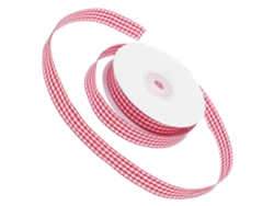 Cinta De Poliéster A Cuadros Rojos De 1,6 X 22 Cm Para Envoltorios De Regalo.