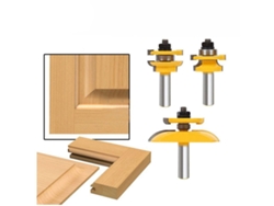 Set De 3 Cuchillas De Router 1/2 Pulgada Para Madera, Carburo, Acero, Para Muebles Y Carpintería Industrial Amarillo Plateado