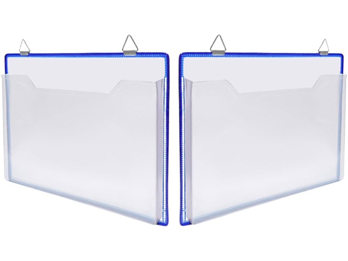 Juego De 2 Fundas Colgantes Horizontales Transparentes Tamaño A4 Para Pared, Fabricadas En Plástico Resistente.
