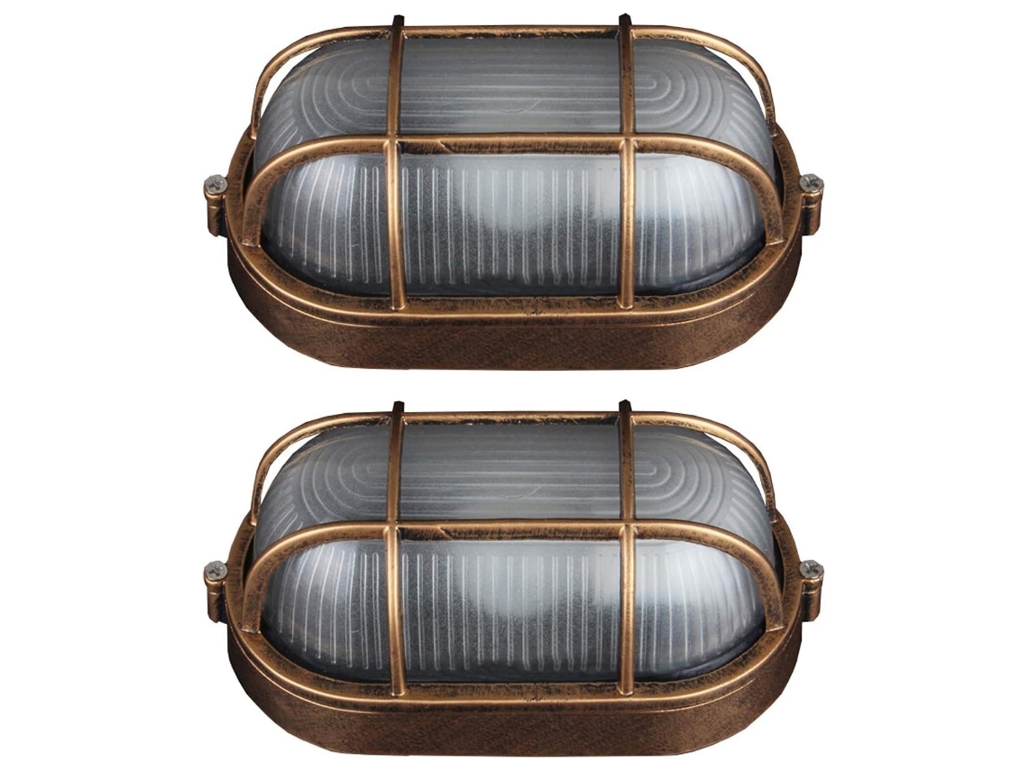Lámpara de mamparo náutica, acabado en latón antiguo, luces ovaladas para exteriores para lugares húmedos, diseño creativo y elegante, hecha a mano, resistente al agua.