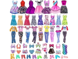 Conjunto De 32 Piezas De Ropa Y Accesorios Para Muñecas Barbie: Minivestidos, Blusas, Pantalones Y Zapatos. Regalos.