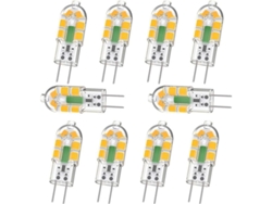Bombilla Led G4 De 2w Y 200lm, Equivalente A Una Halógena De 20w, Luz Blanca Cálida De 3000k, Alimentación Ac/dc De 12v, Paquete De 10 Unidades.