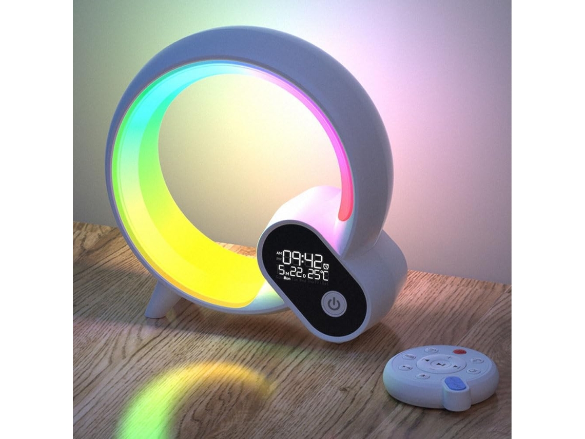 Lámpara blanca con ritmo, Bluetooth, sincronización de intensidad ajustable mediante tacto y aplicación de alarma musical ZYBLSSBB para escritorio/dormir.