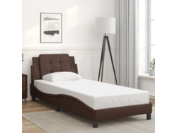 Estructura De Cama Sin Colchón Cuero Sintético Marrón 80x200 Cm