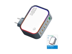 Estación De Carga De 6 Puertos Ga-n De 120w Hub Usb-c Con Enchufe Europeo Multifuncional