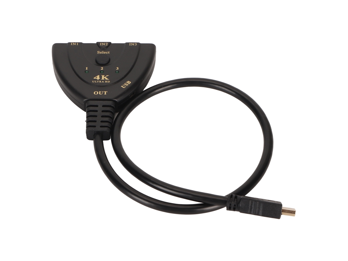 Conmutador De Interfaz Multimedia Hd De 3 Entradas Y 1 Salida, Compatible Con Selector De Vídeo 4k 3d, 3 Puertos Para Pc, Tv Y Proyector.