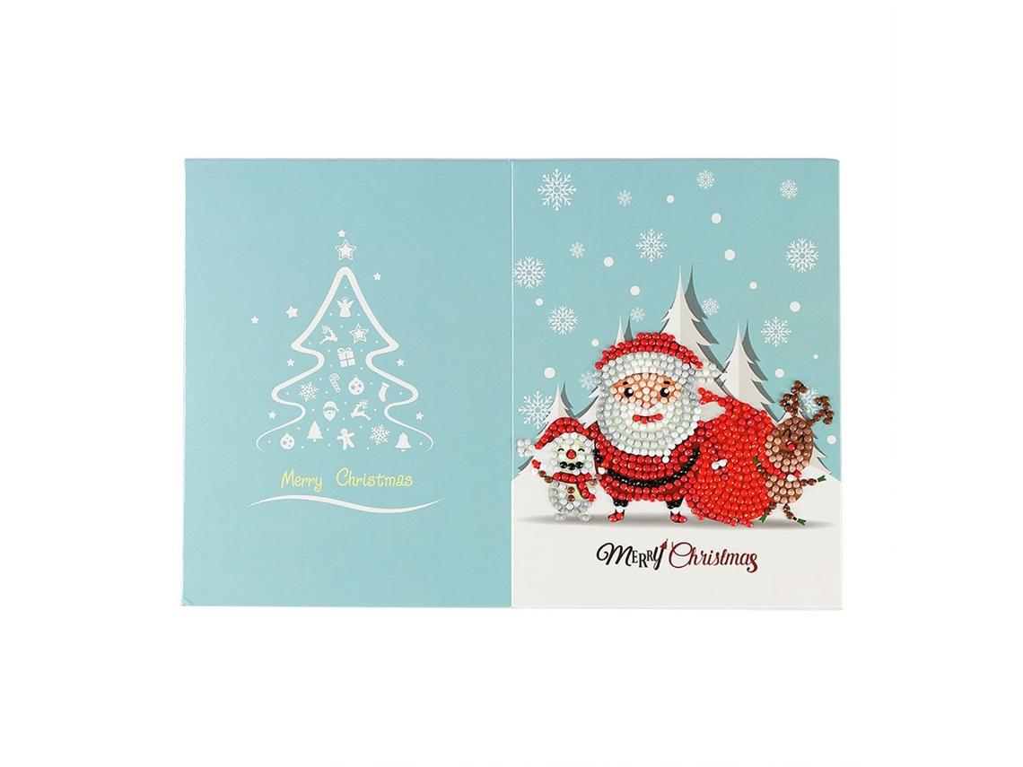 2026 Store-tarjeta De Navidad Diy Con Piedras Strass Pintura Artística Hombre Viejo Muñeco De Nieve Hk005