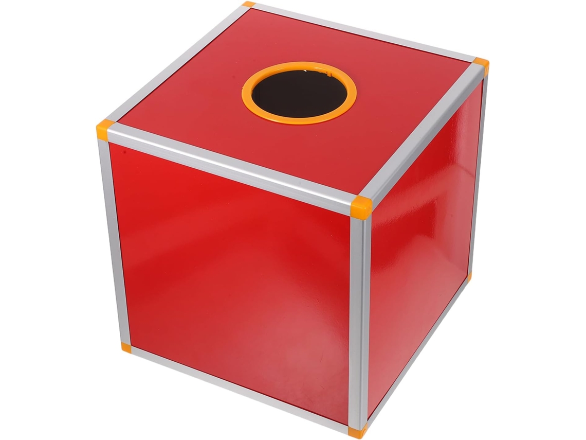 Urna Roja Para Boletos De Rifa Con Ranura, Urna Cuadrada De 30x30x30 Cm, Aleación De Aluminio Y Mdf.