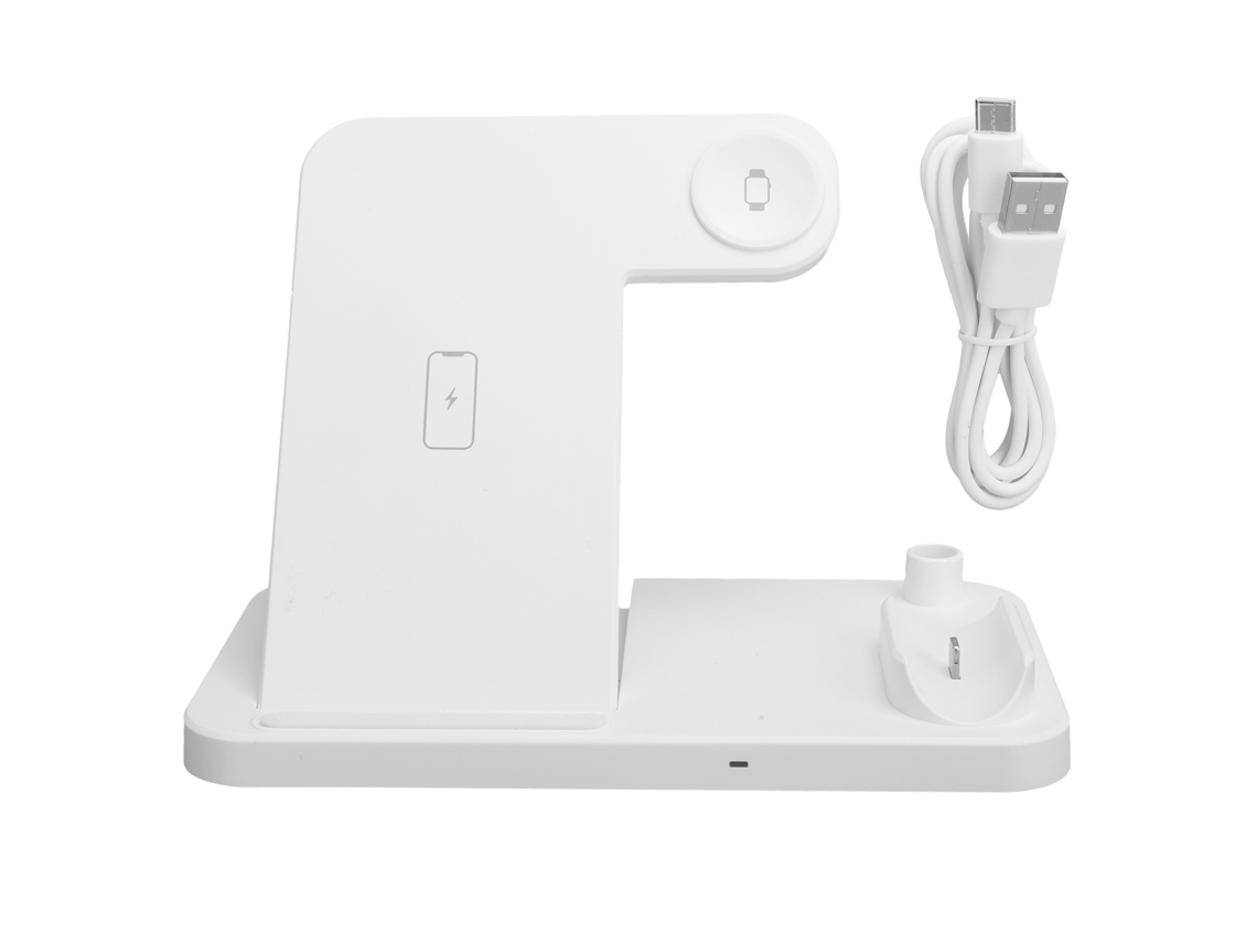 Cargador Inalámbrico Plegable 4 En 1 Para Teléfono, Reloj, Auriculares, Bolígrafo, Ios, Blanco